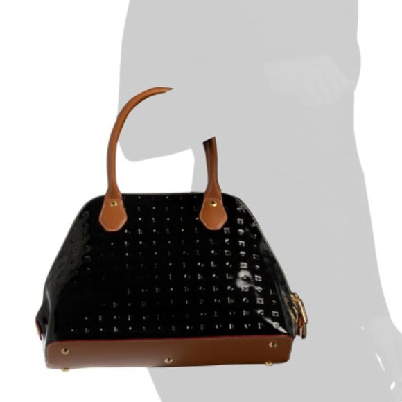 NWT ✅ ARCADIA Patent Leather Trapezoid Top Zip Satchel #1559 ✨ NWT & DUST BAG - Picture 4 of 16